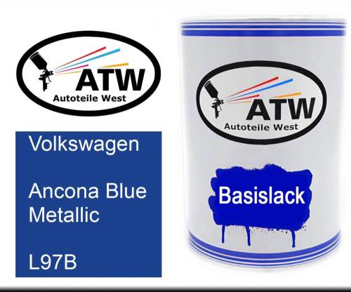 Volkswagen, Ancona Blue Metallic, L97B: 500ml Lackdose, von ATW Autoteile West.